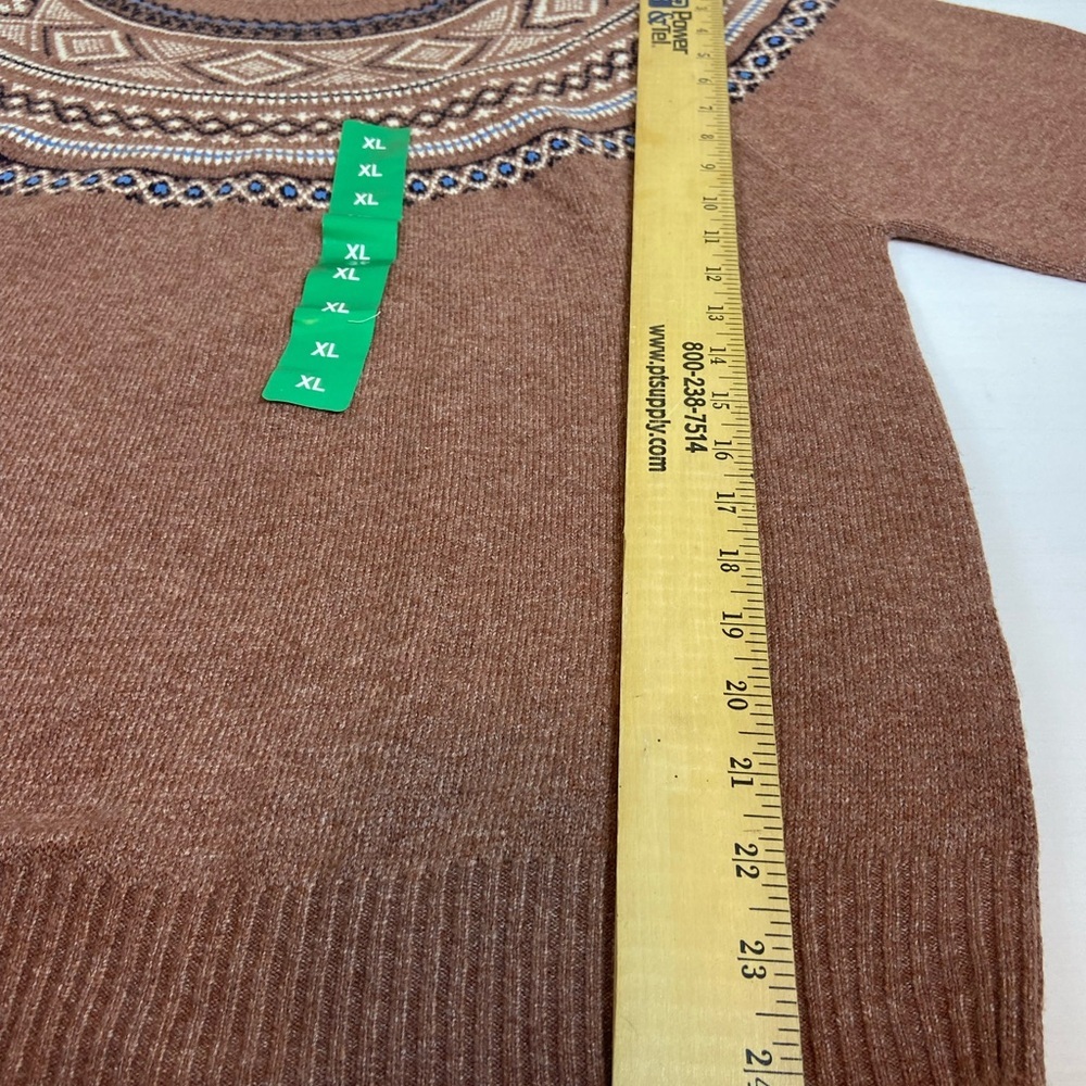 Weatherproof Men's Tan Patterned Crewneck Sweater - Picture 4 of 11